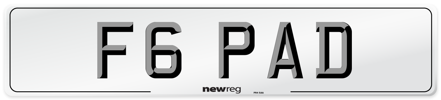 F6 PAD Number Plate from New Reg